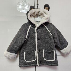 Baby Sherpa-Lined  Faux fur Snap Teddy Ears Jacket